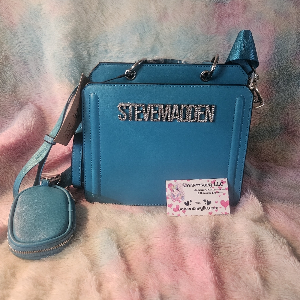Steve Madden Bevelyn G Teal Rhinestone Satchel